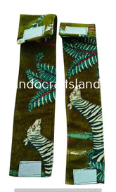 Indischer Baumwoll-Samtvorhang, Vogeldruck-Vorhang, Boho-Vorhang, Luxus-Vorhänge, Geschenk zur Wohnungserwärmung, buntes Dekor, grüne Farbe mit Gürtel